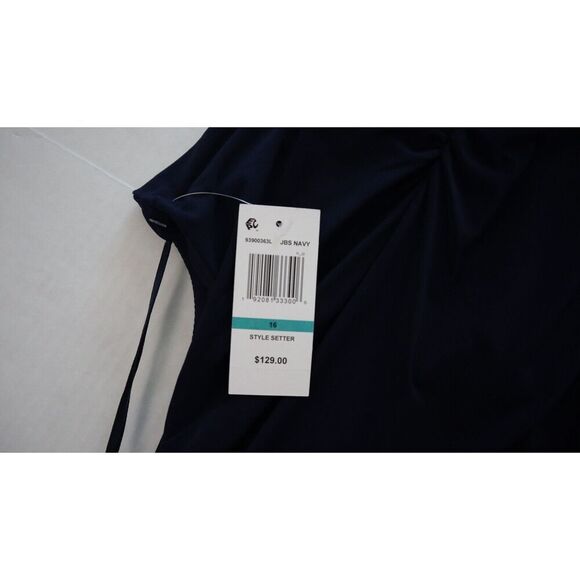 MSK 93900363L Sz 16 Navy Style Setter Embellished Front-Slit Evening Gown - Picture 9 of 12